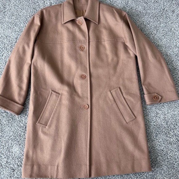 Pendleton Camel Knee Length Single Breasted Coat 100% Virgin Wool Women’s Size 8 - Picture 1 of 14